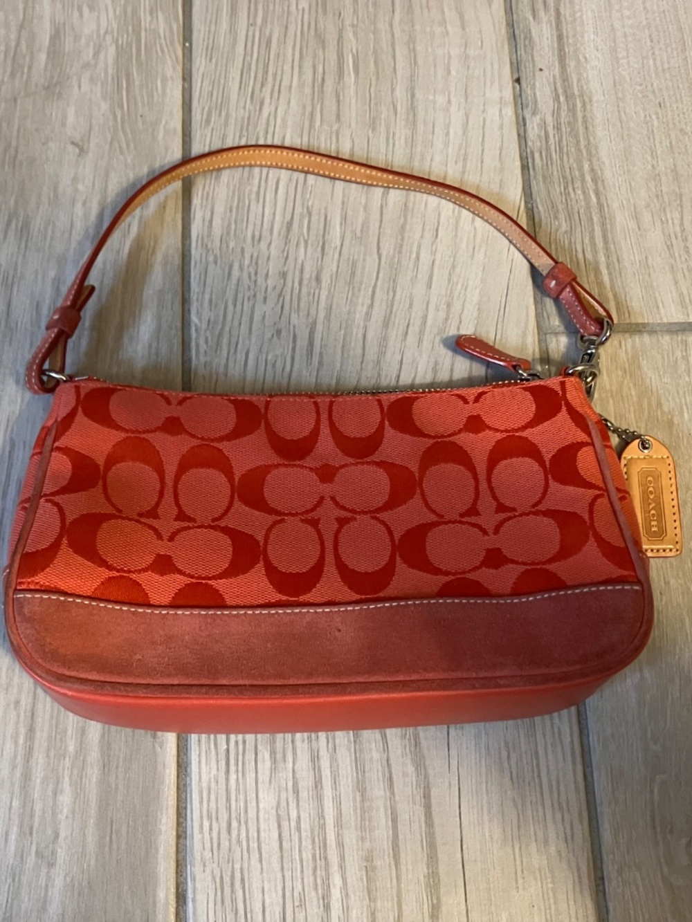 Vintage 2005 Coach Soho Signature Demi Pouch Bag Orange Red Monogram 6094
